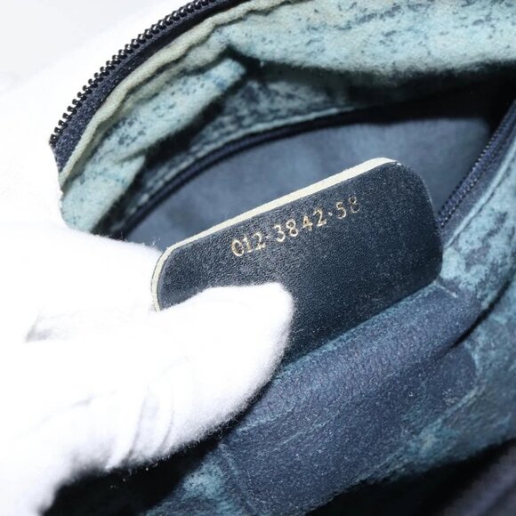 GUCCI GG Supreme Sherry Line Hand Bag PVC Navy Gold 012 3842 58 Auth gh1137 - Picture 11 of 16